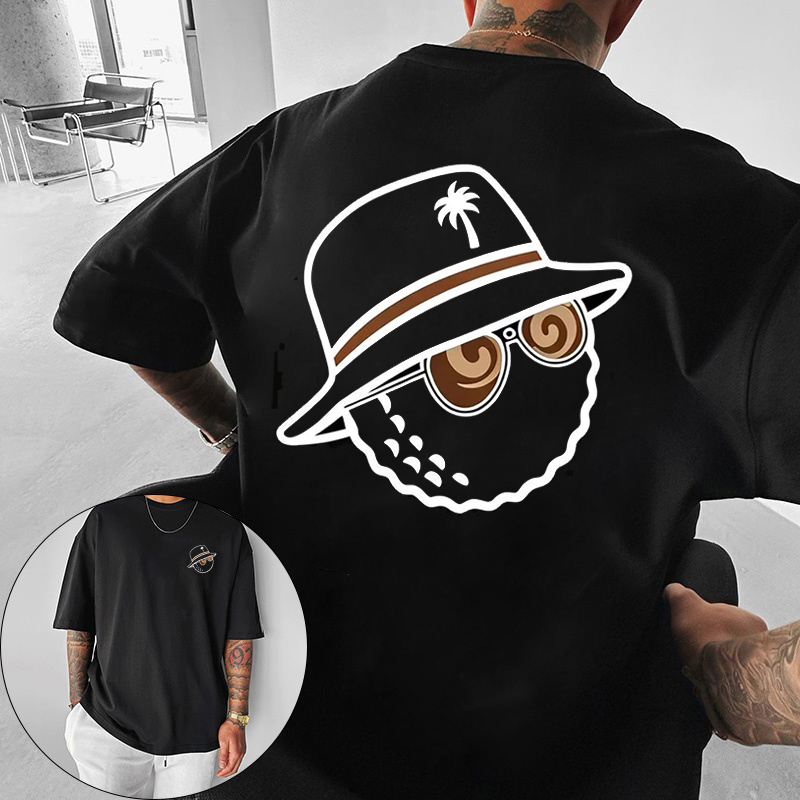 Streetwear Brand Clothing - تي شيرت عصري للجنسين بطباعة قبعة